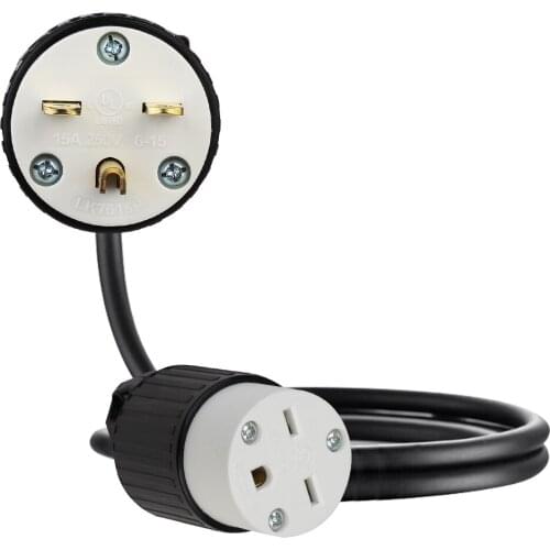 JORINDO NEMA 6-15P to 6-15R American standard AC power extension cable,15A a industrial AC plug to 6-15R socket power adapter