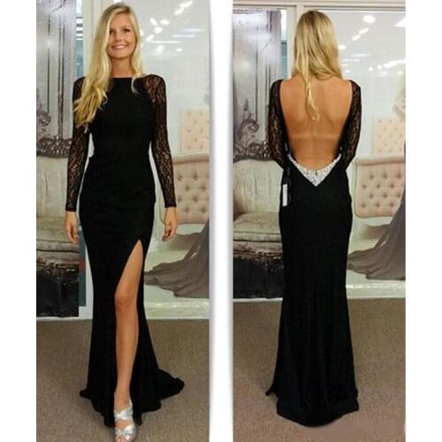 New Arrival 2020 Mermaid Bateau Evening Dress Long Sleeves Lace Prom Dress vestidos de fiesta Custom Made