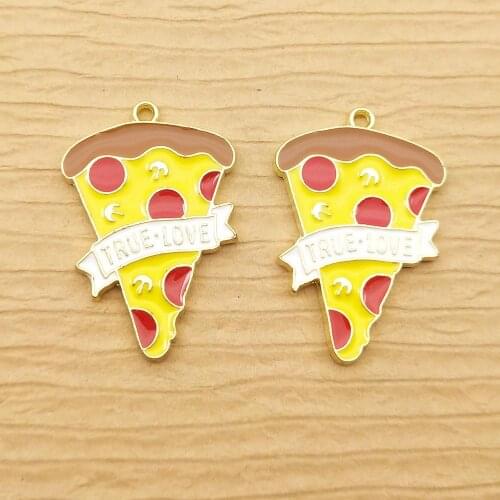 10pcs 18x27mm enamel pizza charm for jewelry making fashion charm earring pendant metal charm
