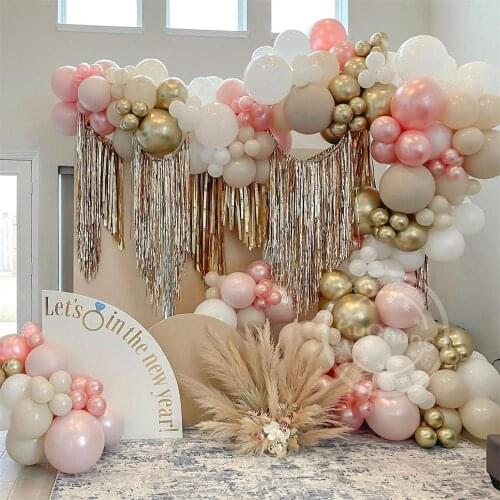 148pcs Pearl Pink Balloons Garland Kit Metallic Rose Gold Globos Baby Shower Kid Happy Birthday Party Wedding Decoration