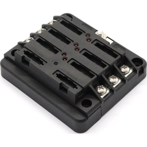 6-Way Car Auto Boat Bus Blade Fuse Box Block Cover 32V with LED Indicators