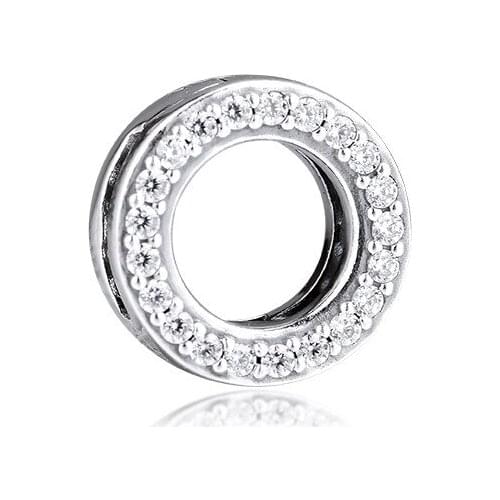 Pave Hollow O Circle Clip Reflexions Charm Beads for Silver 925 Original Reflexions Bracelets Clear CZ Silver Beads Jewelry Fine