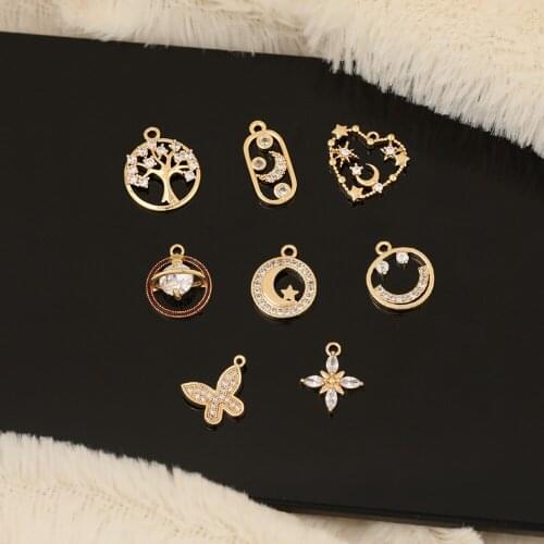 HAOSAW 2Pcs Jewelry Accessories/CZ Charms/Pendant For Earrings/DIY/Hand Made/Genuine Gold Plating/Jewelry Findings & Components