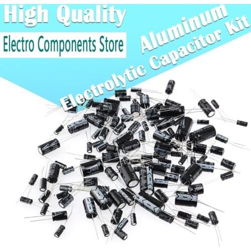 500Pcs/Lot 0.1UF-1000UF 24Values Aluminum Electrolytic Capacitors 10V/16V/25V/50V Mix Electrolytic Capacitor Assorted Kit