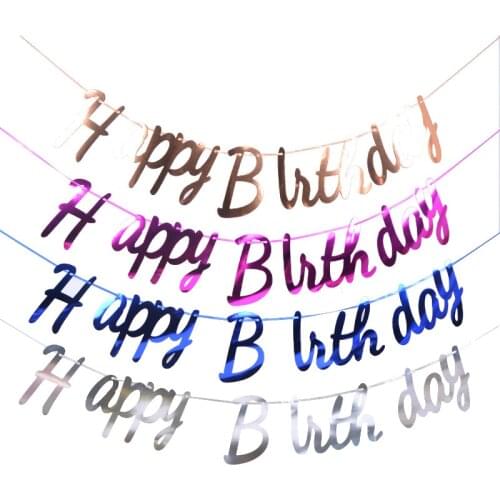 Happy Birthday Banner Bunting paper Birthday Party Hanging Garland Banner Baby Shower Decoration