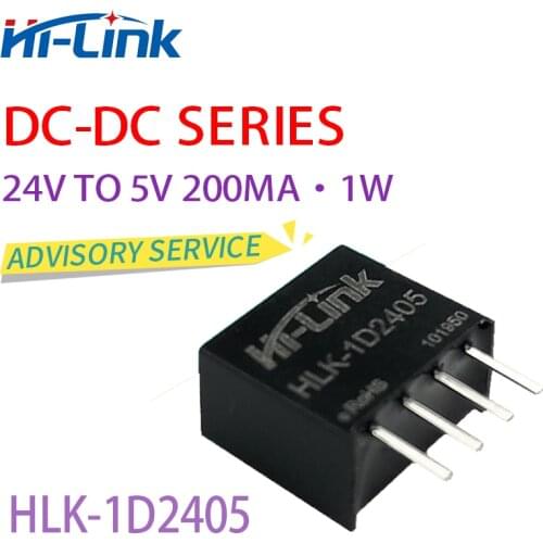Free shipping 10pcs/lot 24V to 5V 200mA 1W output HLK-1D2405 mini dc to dc step down module buck converter Power module