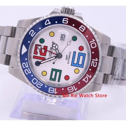 Bliger 40mm Automatic Mechanical Men Watch Luxury Brand Sapphire Crystal GMT Watch Luminous Waterproof Calendar Wristwatch Men