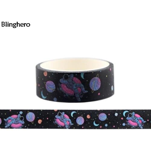 Blinghero Astronaut Tape Stickers 15mmX5m Catoon Kids Stationery Tapes Space Washi Tape DIY Decals Planet Masking Tapes BH0146