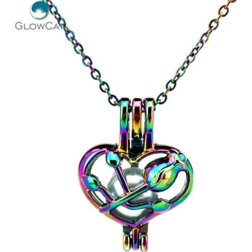 C607 COLORS rose and love Necklace Pendant Aroma Essential Oil Diffuser Locket Necklace