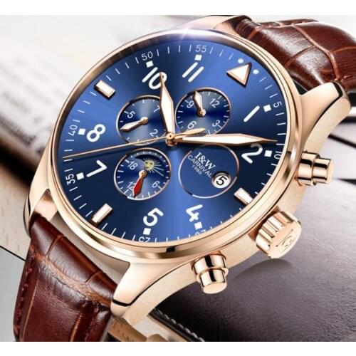 Carnival Men Automatic Watch Date Day Moon Phase Week 24hours Mechanical Watch Luxury Gift Multifunction Business Watch Fashion
