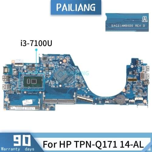 For HP TPN-Q171 14-AL DAG31AMB6D0 SR2ZW I3-7100U Mainboard Laptop motherboard DDR4 tested OK