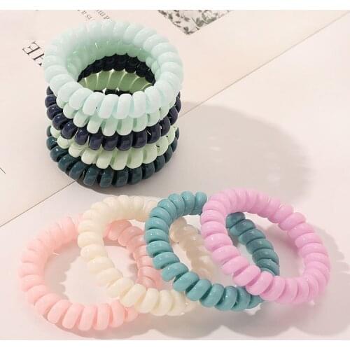 10pcs Elastic Hair Bands High Elasticity Telephone Wire Women Spiral Hair Tie Solid Color Elastic Hair Bands Hair Accessories