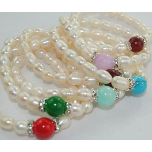 Elastic 100% Genuine REAL Charm Fresh Water Pearl Bracelet Bangle White Pearls Hot Cheap Fashion Jewelry
