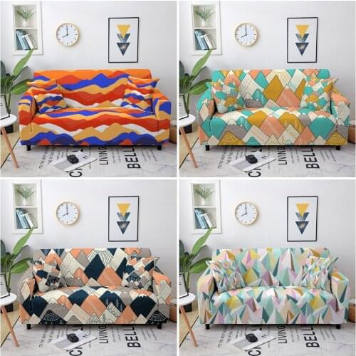 Colorful Geometric Sofa Cover Elastic Sectional Corner Couch Cover Spandex Stretch Sofa Slipcovers for Living Room Home Decor