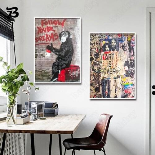 Street Graffiti Picture Follow Your Dream Canvas Painting Posters and Prints Wall Art Picture for Living Room Bedroom Home Decor