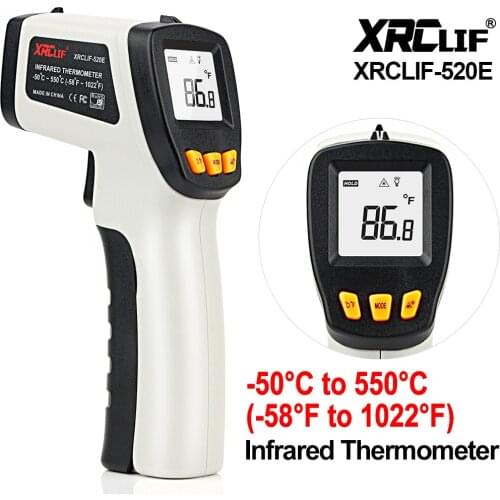 New Laser Infrared Thermometer Gun Lcd Temperature Sensor -58℉ ~1022℉ Temperature Meter Non Contact Pyrometer Black Gray XRCLIF