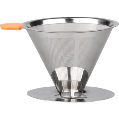 Reusable Coffee Filter Stainless Steel Holder Metal Mesh Funnel Baskets Coffee Filters Dripper Drip Coffee Filter Cup