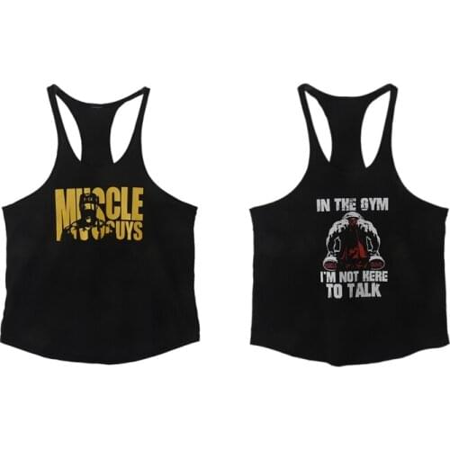 Muscleguys 2 Pcs Bodybuilding Clothing Tank Tops Sleeveless Shirt Singlets Cotton Workout Stringer Vest Black L & XXL