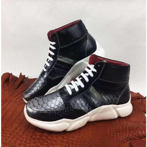 Top quality 100% real genuine python skin snake leather silver color men boots winter shoe with genuine cowhide skin lining