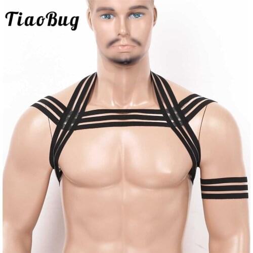 Men Harness Elastic Body Chest Muscle Shoulder Straps Role Play Fancy Club Party Costume Rave Clothes Male Zentai Accessories