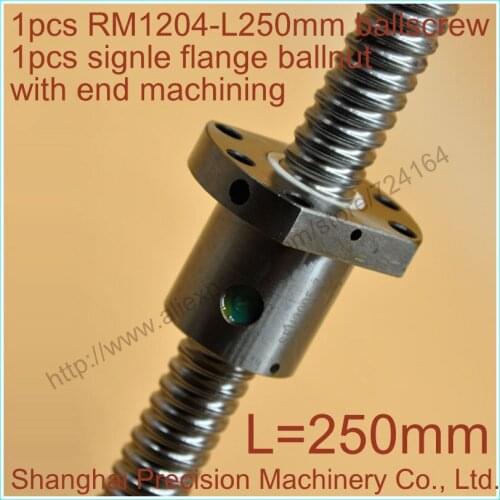 1204 Ballscrew set- 250mm with 1204 ballnut with standard end machining for DIY CNC ROUTER