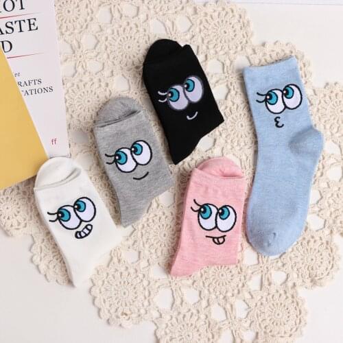 Happy Womens Funny Tongue Expression Naughty Socks Harajuku Campus Socks Art Novelty Surprise Gift Spaceship Spring And Autumn