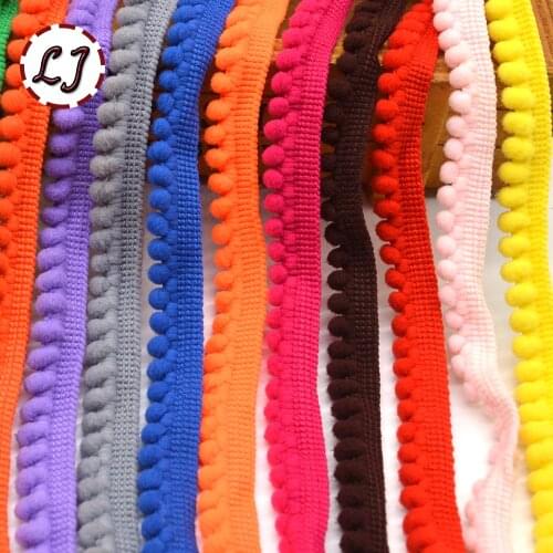 New hot sale 5yd/lot 10mm width colorful small PP ball lace ribbon tassel trim sewing material accessories for home decoration