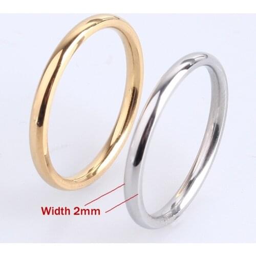 2mm Thin Stackable Ring Stainless Steel Plain Band for Women Man Unisex Solitaire Engagement Wedding Rings Jewelry Size 4-9 1PC