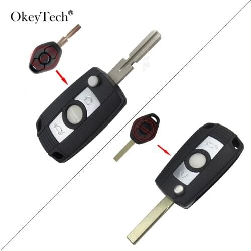 OkeyTech 3Button Modified Flip Remote Fob Case Replacement Car Key Shell Fob For BMW 1 3 5 6 7 Series X3 X5 Z3 Z4 525 E38 E39 E4