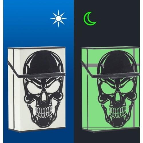 Creative Skull Luminous Cigarette Case Automatic Pop Lid Plastic Cigarette Case 20 Soft Pack Flip Personalized Cigarette Case