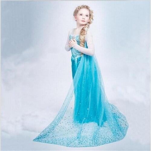 Elsa Dress for Girls Clothing Disney Baby Girl Princess Cosplay Elza Party Costume New Years Eve Dress Mesh Children Clothing