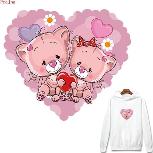 Prajna Iron On Transfer Cute Bear Vinyl Heat Transfer Patches For Clothes Stickers Stripes Kids Cartoon Animals Patch Appliques