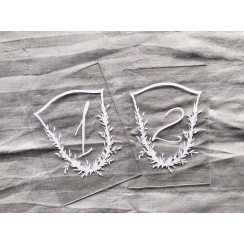 Transparent table numbers foliage table numbers acrylic table number