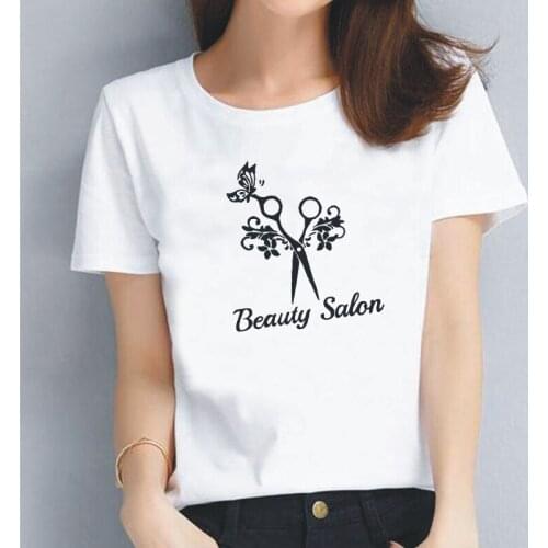 Beauty salon printed T-shirt womens top casual Harajuku cotton tee shirt femme summer outdoor funny plus size 0-neck Tshirts