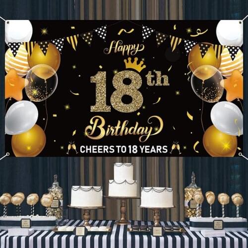 Happy 18th Birthday Backdrop Banner Cheers to 18 Years Background Banner Decor Party Supplies Indoor Outdoor Photo Booth Props