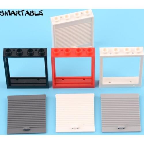 Smartable Window Frame 1x4x4 with Door MOC Parts Building Blocks House Toys For Kids Compatible 6154+6155 City 10pcs/lot