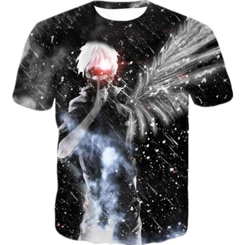 Harajuku Tops Short sleeve Anime Angel Tokyo Ghoul Men Women tshirt Ken Kaneki Print 3D casual t shirt Hipster Hip Hop 2019 New