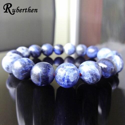 Ruberthen High Quality Genuine Blue Sodalite Bead Bracelet for Men 12mm AAA Quality Sodalite Beaded Energy Bracelet