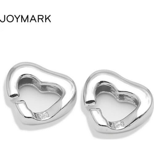 JOYMARK 12x13.7mm Heart To Heart 925 Sterling Silver Lock Clasps Connectors For Pearl Bracelet Necklace Jewelry Making SC-CZ106