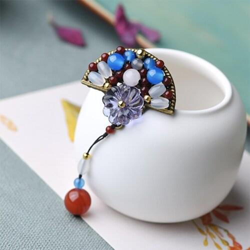 Ethnic wind brooch spring and summer fashion retro glazed pin cardigan atmosphere simple jewelry women