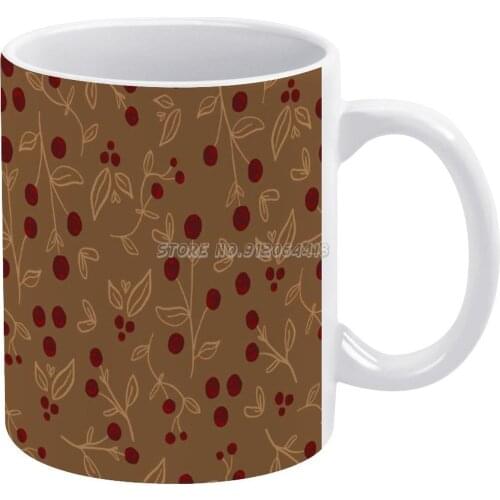 Winter Berries Coffee Mugs Ceramic Personalized Mugs 11 Oz White Mug Tea Milk Cup Drinkware Travel Mug Winter Berry Holiday Brow