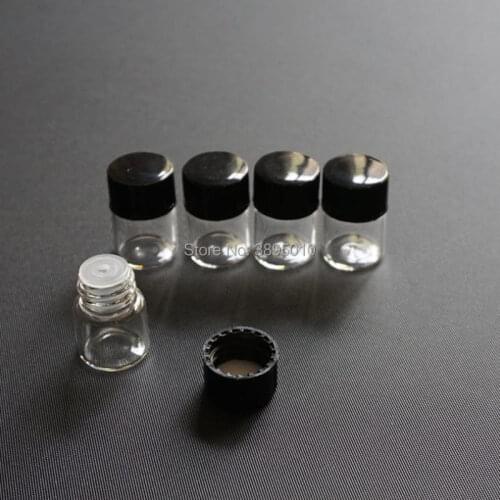 1ml 2ml 3ml Essential Oil Glass Vial Small Sample Perfume Glass Bottle ,Oil Display Container with black cap F445