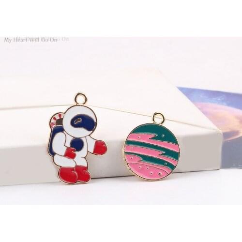 10pcs Cartoon Astronaut Universe Enamel Charms Alloy Pendant DIY Jewelry Accessories Earrings Bracelets Finding Handmade FX097-1