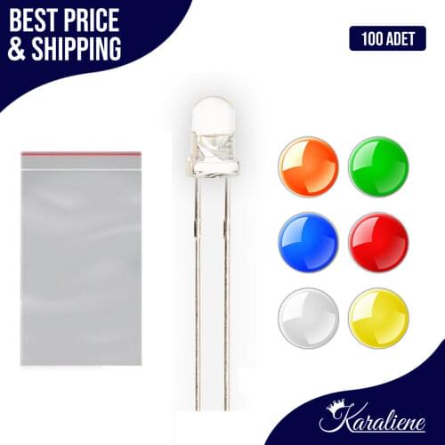 100pcs /lot Transparent Round 3mm super bright water clear Green Red white Yellow Blue Orange Light LED bulbs emitting diode F3