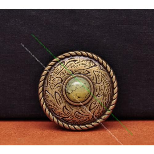 10X Antique Brass Prairie Dust Rope Side Leathercraft Jewelry Accessories Handcraft Turquoise Metal Belt Concho 1" Screwback