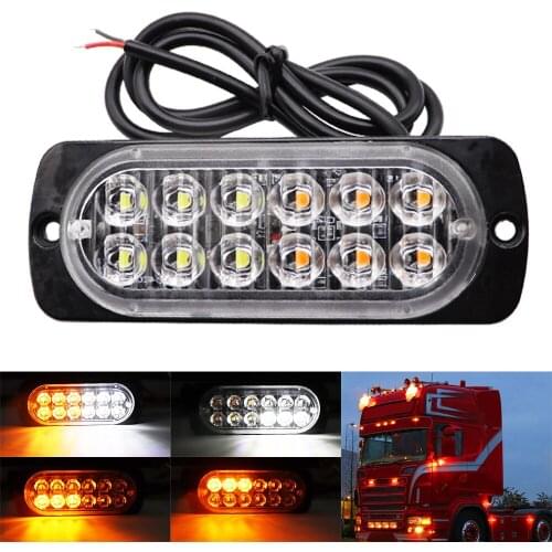 12 LED Strobe Warning Light Grille Flashing Breakdown Emergency Light Car Truck Side Lamp Traffic Signal Light 12V 24V