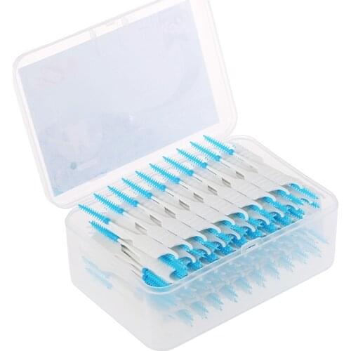 200Pcs/Box Soft Silicone Dental Floss Interdental Brush Disposable Teeth Stick Toothpicks Floss Tooth Pick Oral Care Brush Cle