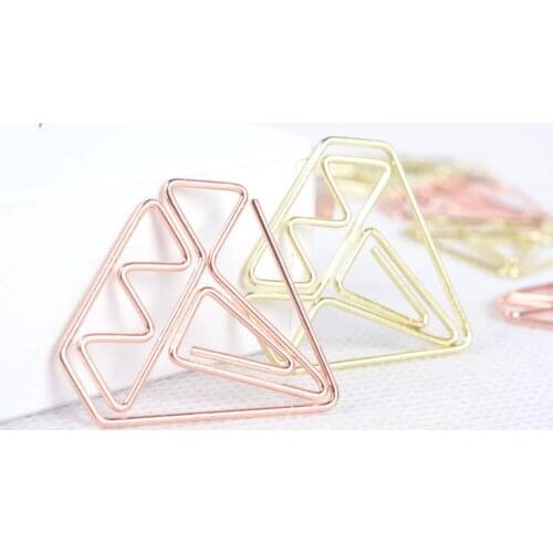 5PCS/Set Water Drop Paper Clip Simple Metal Rose Gold Diamond Bookmark Paperclip Hand Book Accessories School Office Supplies