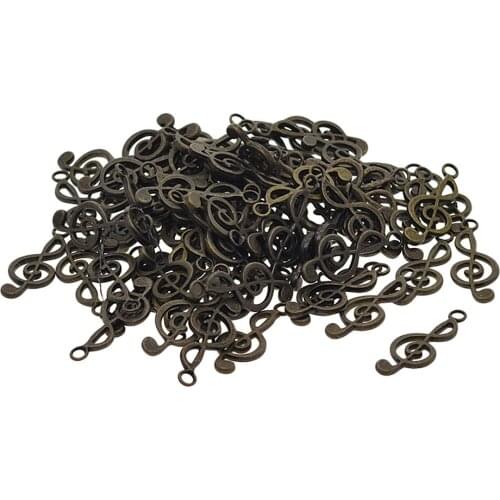 50Pcs Retro Bronze Musical Note Charms Vintage Pendant Making Crafting DIY
