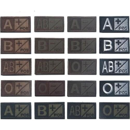 A+ B+ AB+ O+ Positive POS A- B- AB- O- Negative NEG Blood Type Group Patch for clothing t shirt Military Embroidery Badges